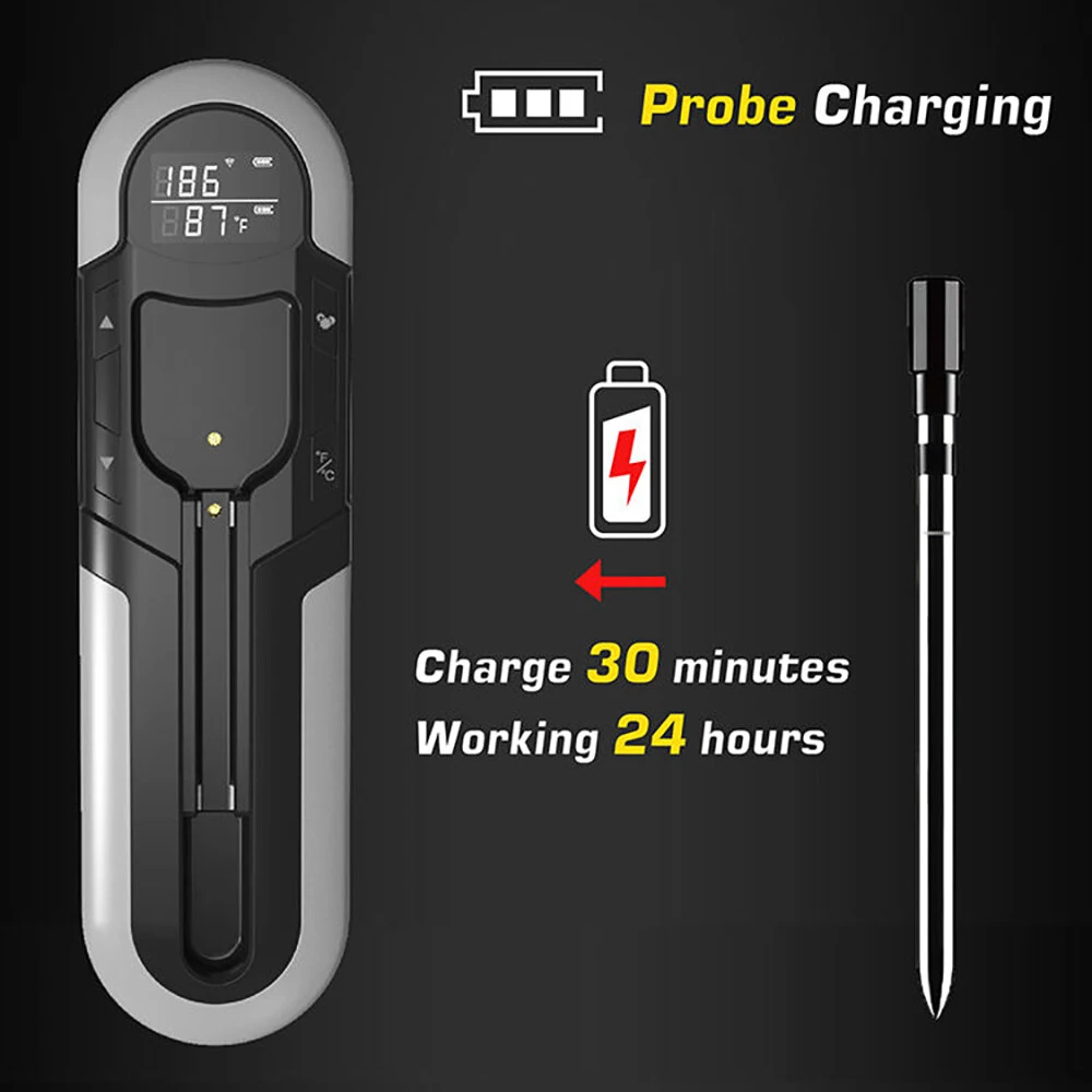 (image for) -4°F to 212°F Bluetooth Wireless Meat Steak Food Electronic Thermometer Grill Probe Smart Meat Food Kitchen Wireless Grill Thermometer