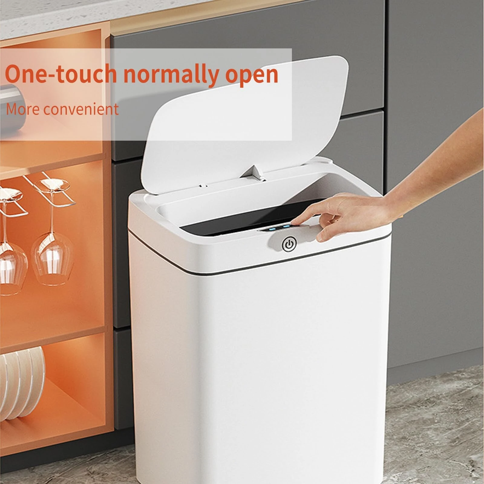(image for) 15L Automatic Trash Can with Smart Sensor Easy Fast Packing Non-contact Trash Can with Lid Waterproof Sensor Trash Can for Kitchen Bathroom Office