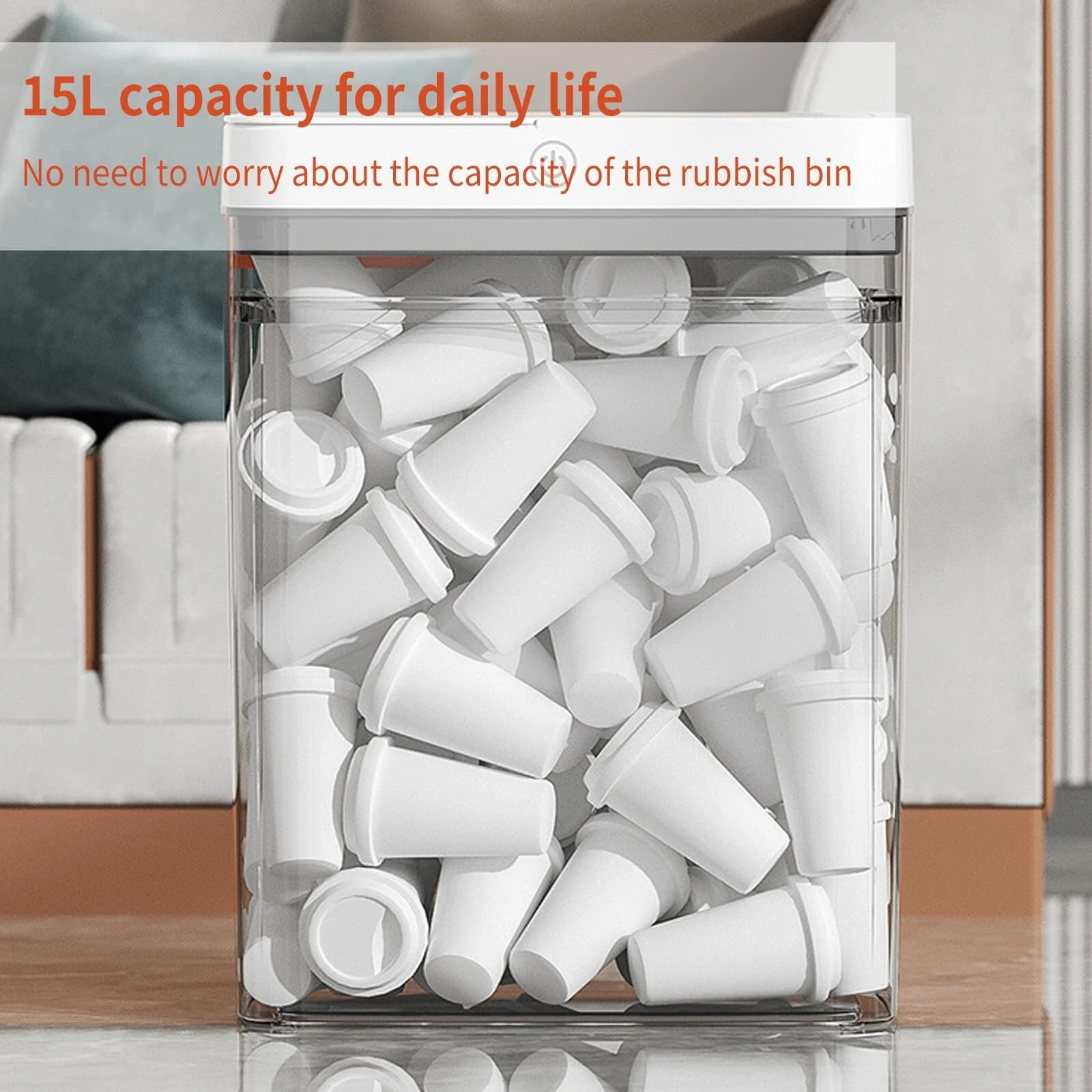 (image for) 15L Automatic Trash Can with Smart Sensor Easy Fast Packing Non-contact Trash Can with Lid Waterproof Sensor Trash Can for Kitchen Bathroom Office