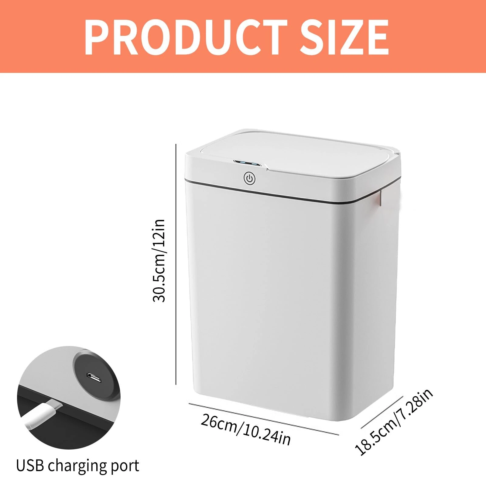 (image for) 15L Automatic Trash Can with Smart Sensor Easy Fast Packing Non-contact Trash Can with Lid Waterproof Sensor Trash Can for Kitchen Bathroom Office