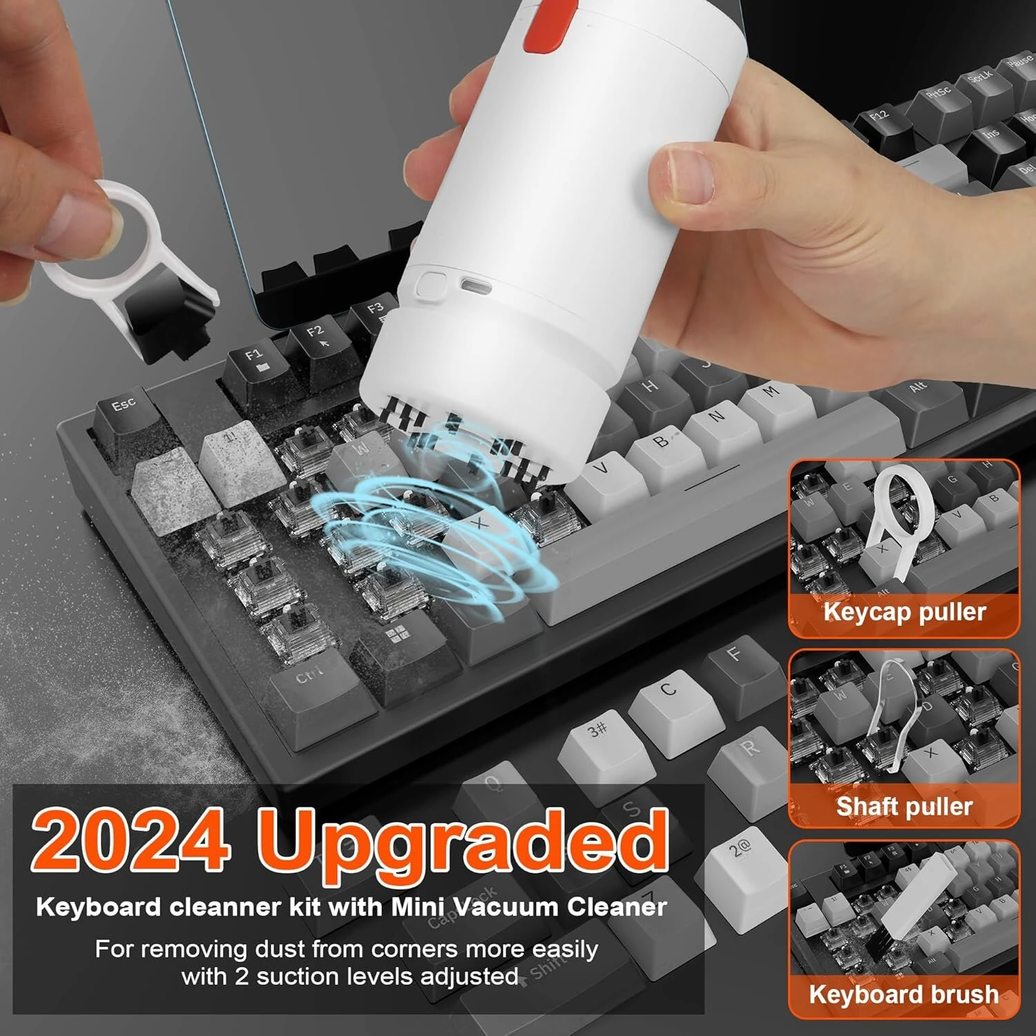 (image for) 21-in-1 Upgraded Electronic Keyboard Cleaning Kit with Mini Vacuum for Laptop, iPad, Phone, Camera, Earbud Cleaning Multifunctional Computer Screen Cleaning Brush Tools