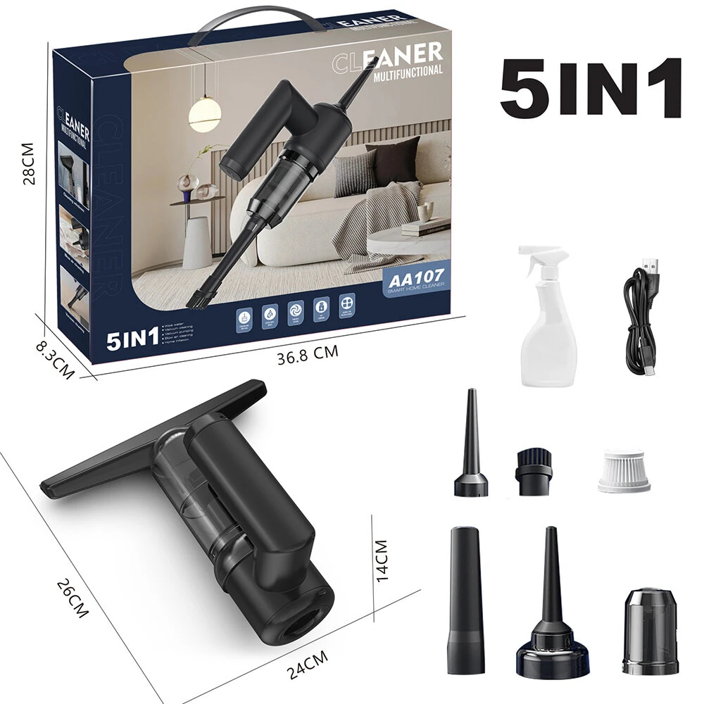 (image for) 5-IN-1 Window Cleaner Glass Scraper Wiper Strip Wireless Portable Handheld Powder Vacuum Cleaner Household Electric Scraper Glass Mirror Automatic Cleaning Suction Scraping