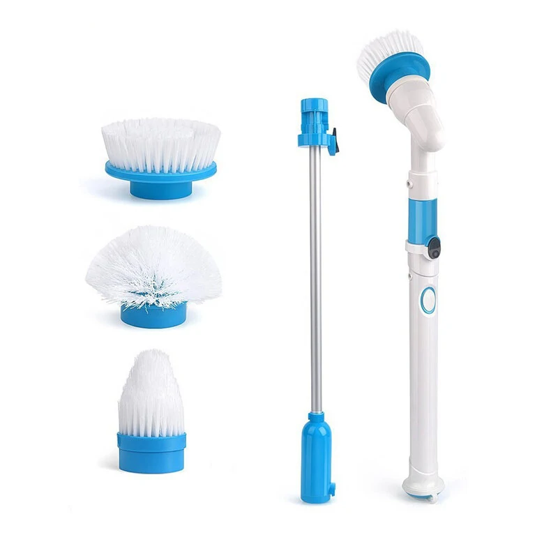 (image for) Rechargeable Bathtub Tiles Power Floor Cleaner Brush Cordless Handle Telescopic Cleaning Mops Tools With 3 Replaceable Brush Heads